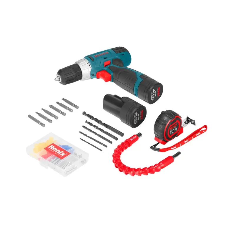 کیت دریل شارژی 12 ولت دو باطری 19 پارچه RS-8012 رونیکس - Image 6
