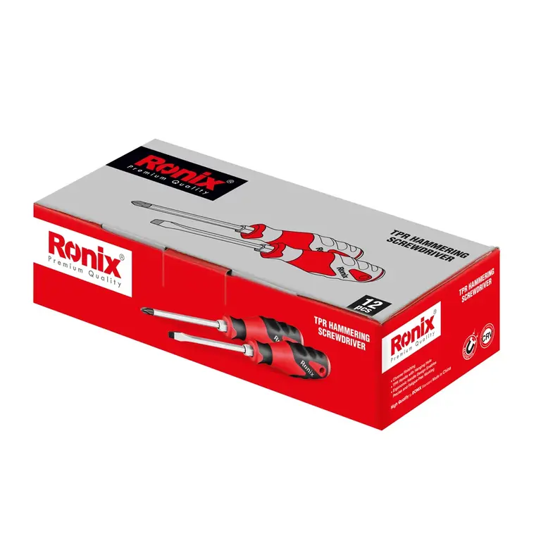 پیچ گوشتی تکی دسته TPR ضربه خور 1×150 چهارسو رونیکس مدل RH-2959 - Image 2