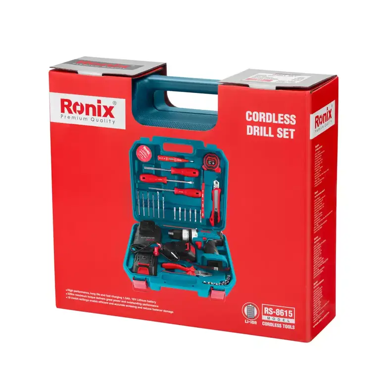 کیت دریل شارژی 16 ولت دو باتری 33 پارچه رونیکس مدل RS-8615 - Image 14
